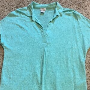 Chico's Lightweight Polo-Style Top in Aqua Blue